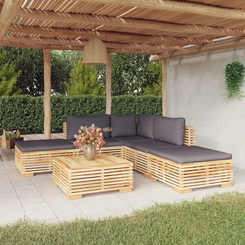 vidaXL Set Divani da Giardino 6 pz con Cuscini Legno Massello di Teak