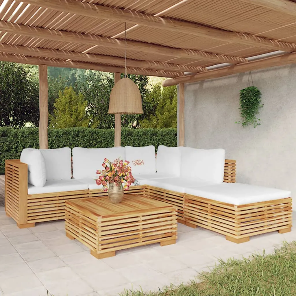 vidaXL Set Divani da Giardino 6 pz con Cuscini Legno Massello di Teak