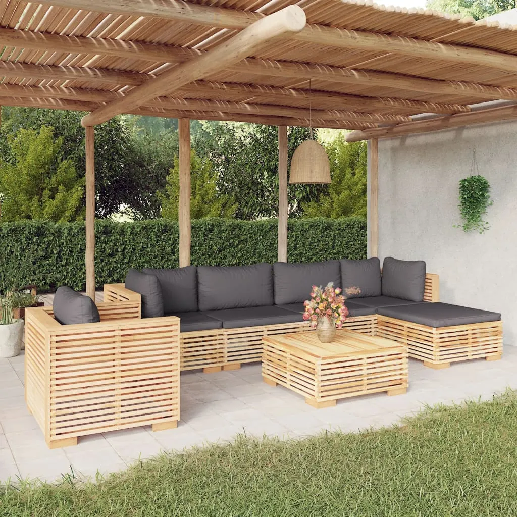 vidaXL Set Divani da Giardino 7 pz con Cuscini Legno Massello di Teak