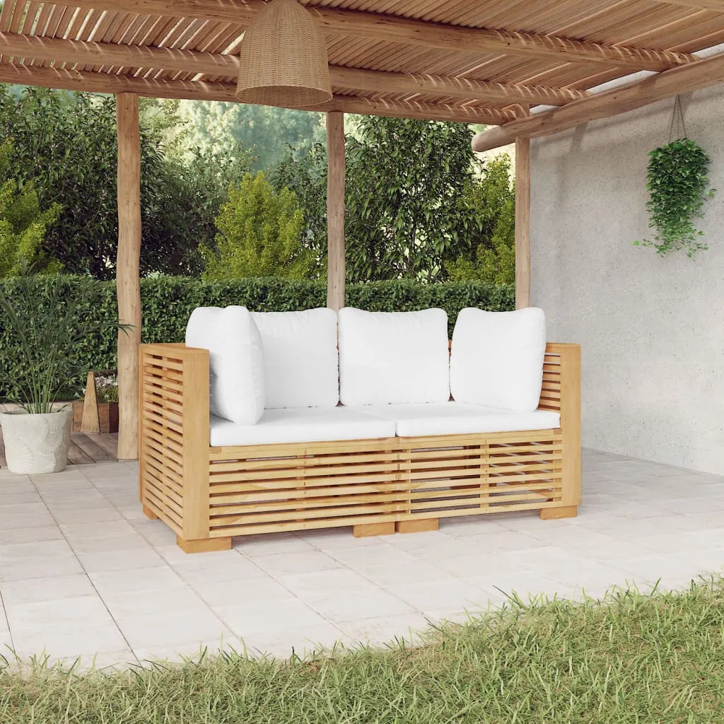 vidaXL Divani Angolari da Giardino con Cuscini 2pz Legno Massello Teak