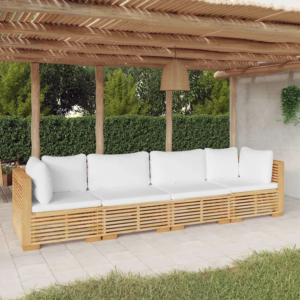 vidaXL Set Divani da Giardino 4 pz con Cuscini Legno Massello di Teak