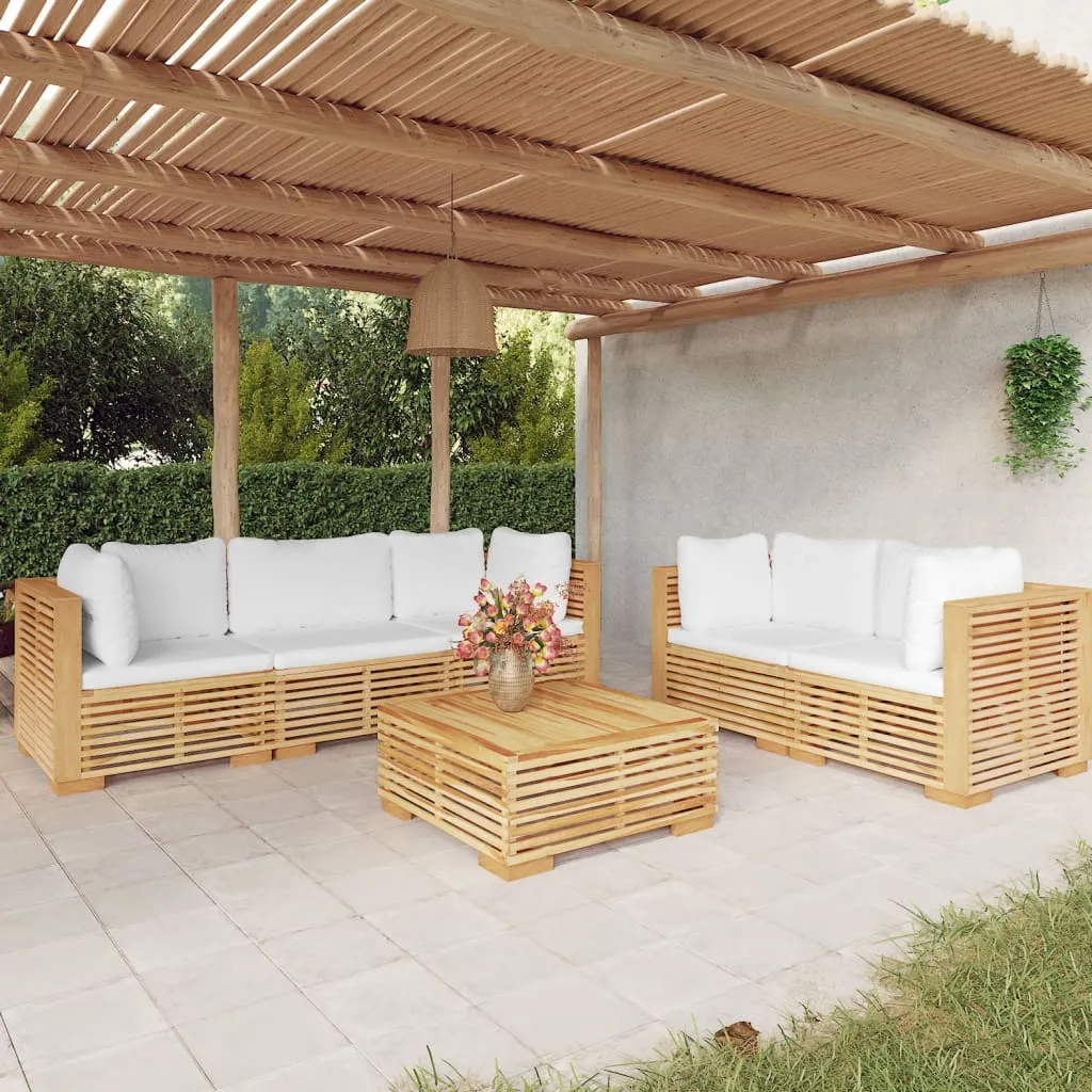 vidaXL Set Divani da Giardino 6 pz con Cuscini Legno Massello di Teak