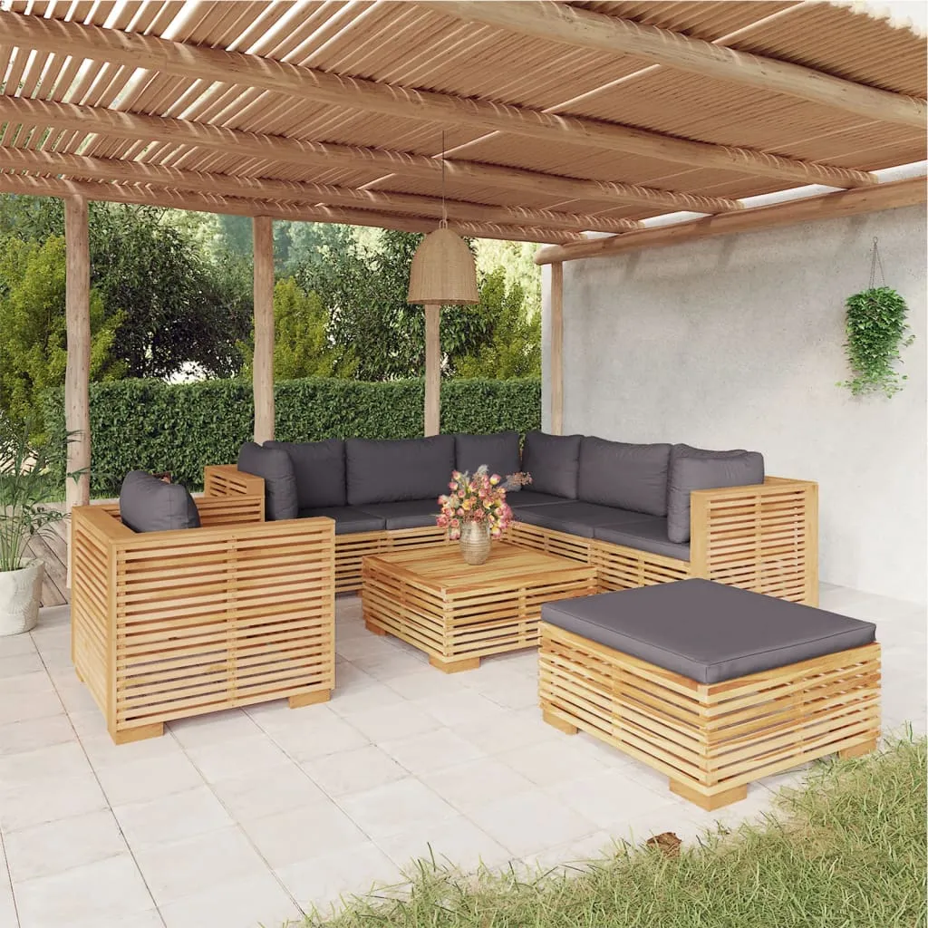 vidaXL Set Divani da Giardino 8 pz con Cuscini Legno Massello di Teak