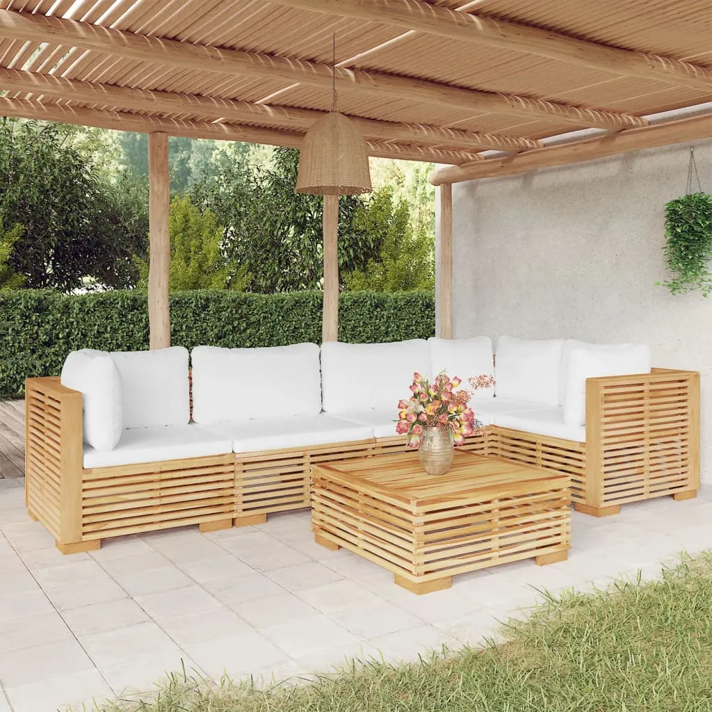 vidaXL Set Divani da Giardino 6 pz con Cuscini Legno Massello di Teak