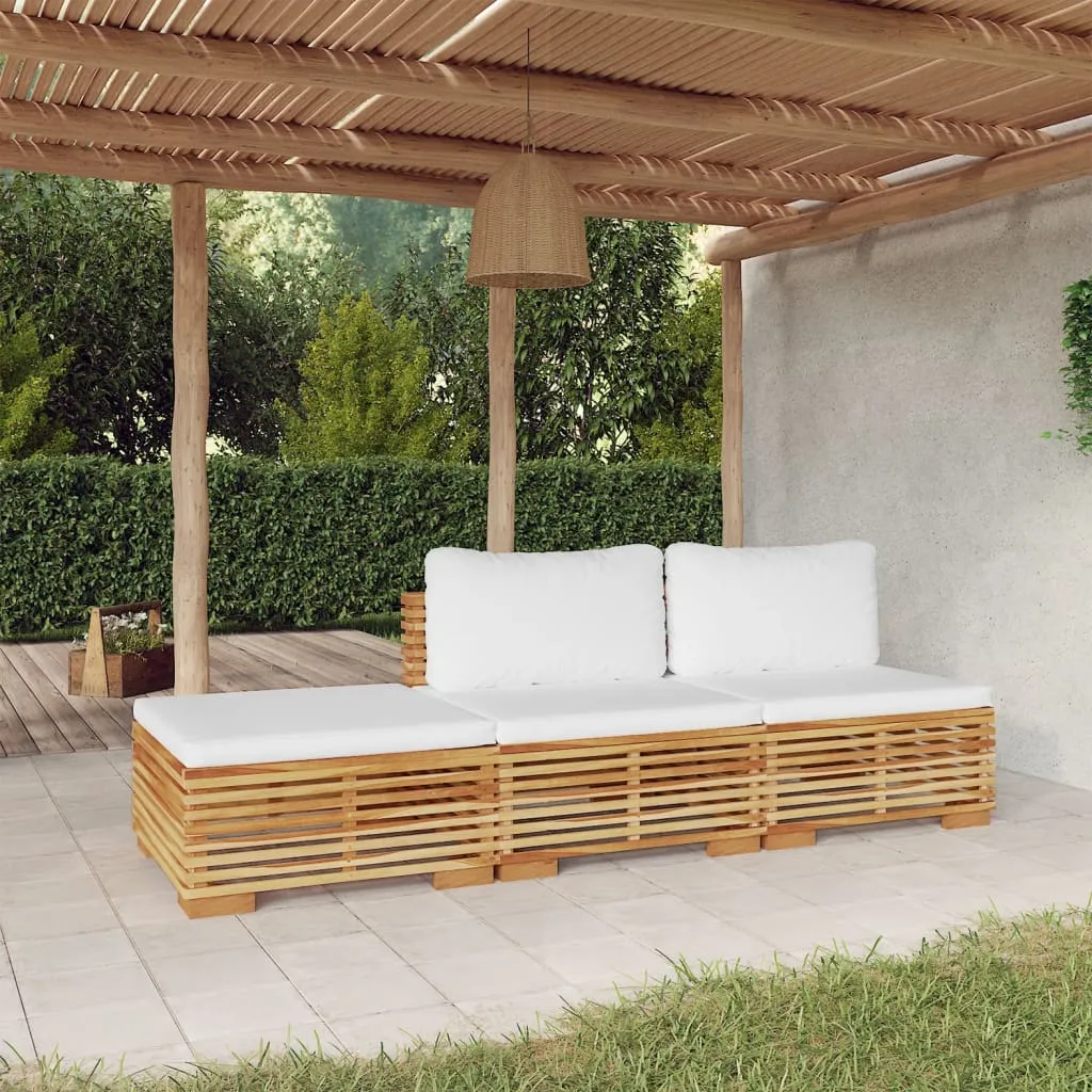 vidaXL Set Divani da Giardino 3 pz con Cuscini Legno Massello di Teak