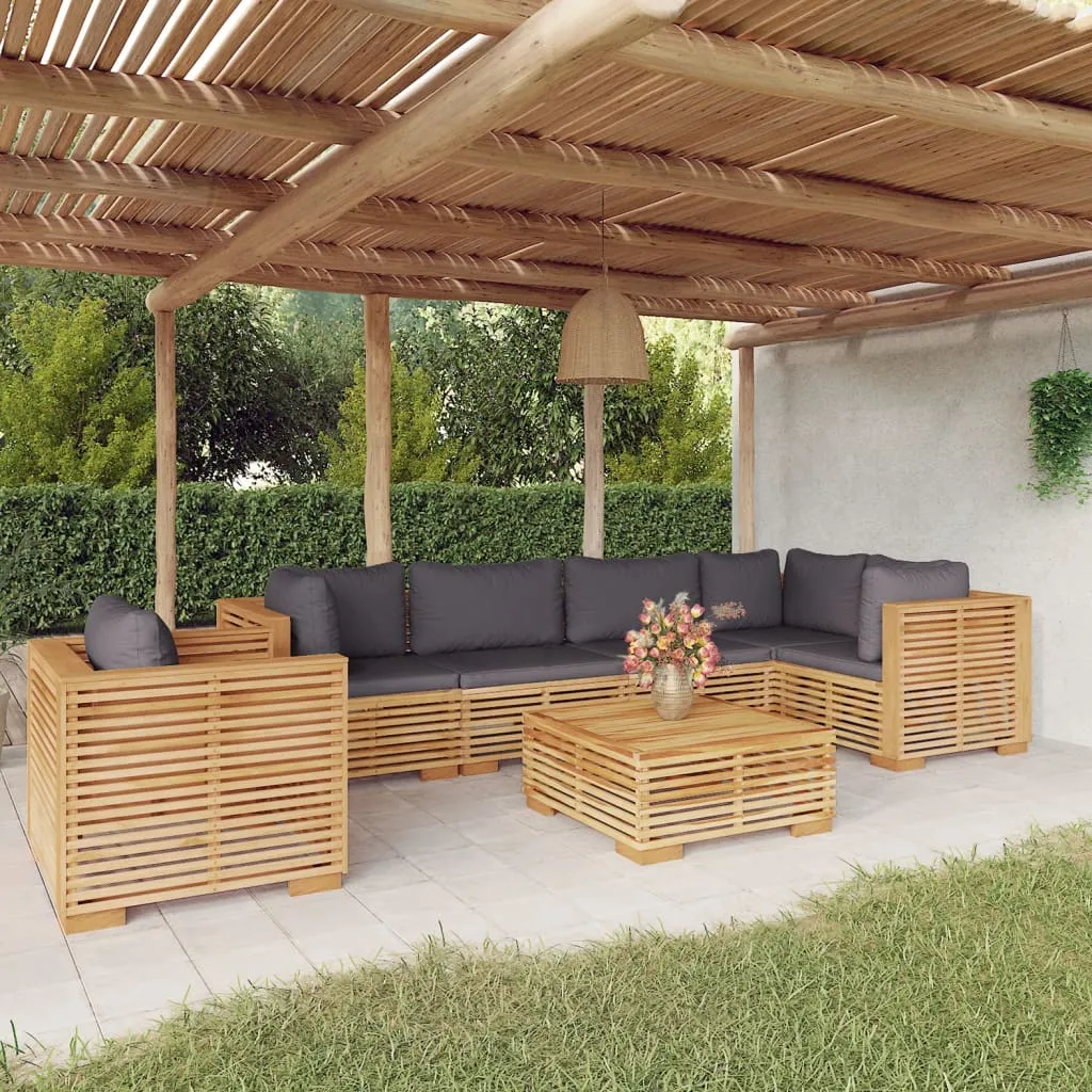 vidaXL Set Divani da Giardino 7 pz con Cuscini Legno Massello di Teak