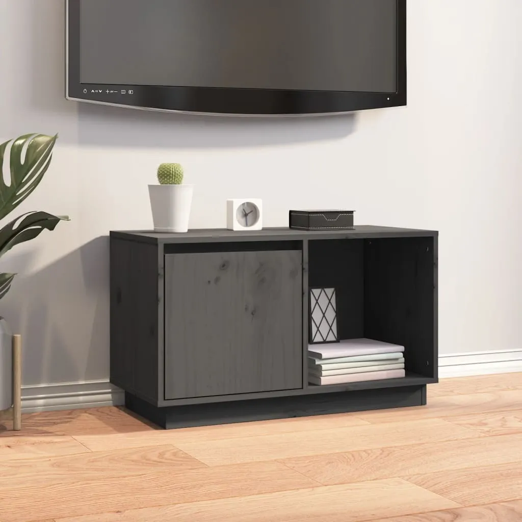 vidaXL Mobile Porta TV Grigio 74x35x44 cm in Legno Massello di Pino