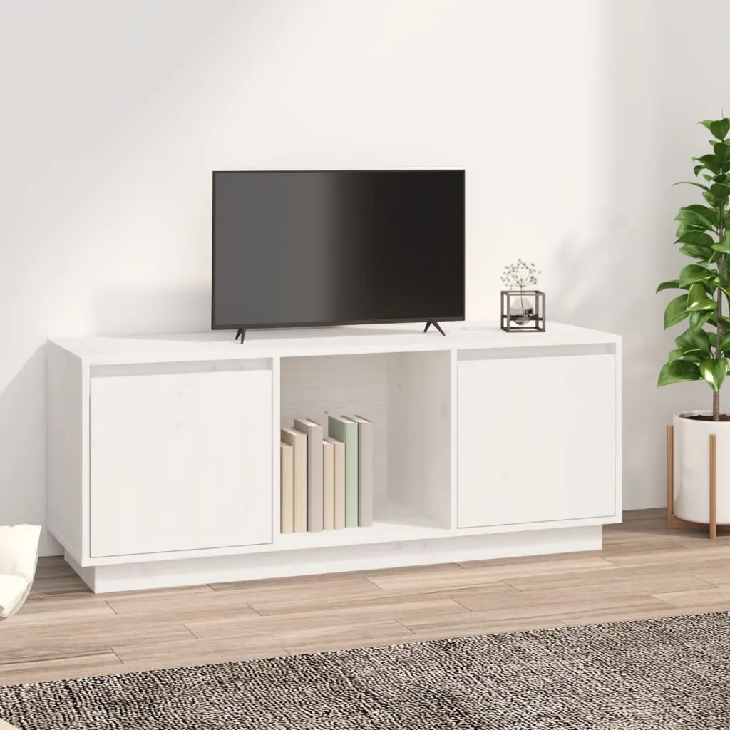 vidaXL Mobile Porta TV Bianco 110,5x35x44 cm in Legno Massello di Pino