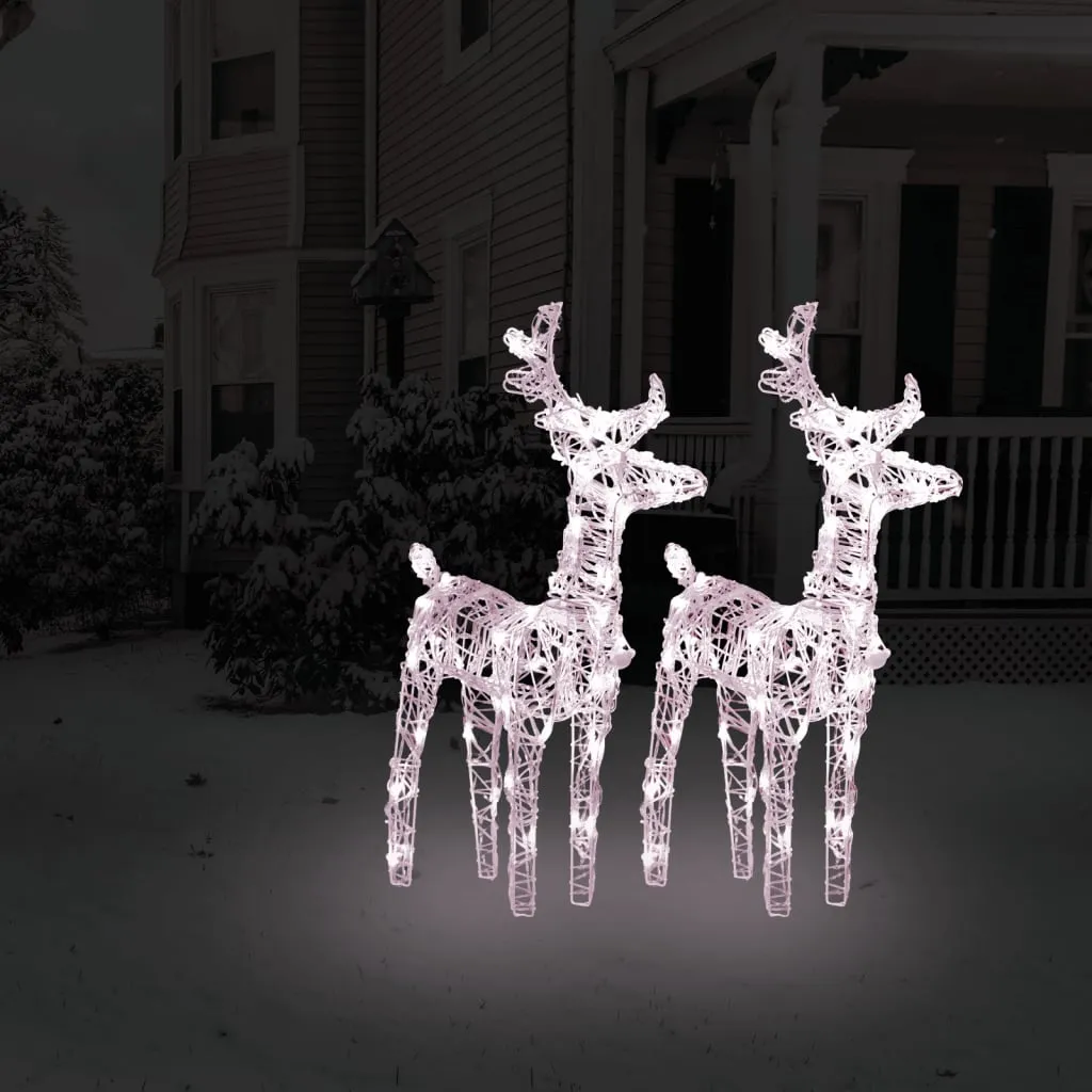 vidaXL Renne di Natale 2 pz Bianco Caldo 80 LED in Acrilico