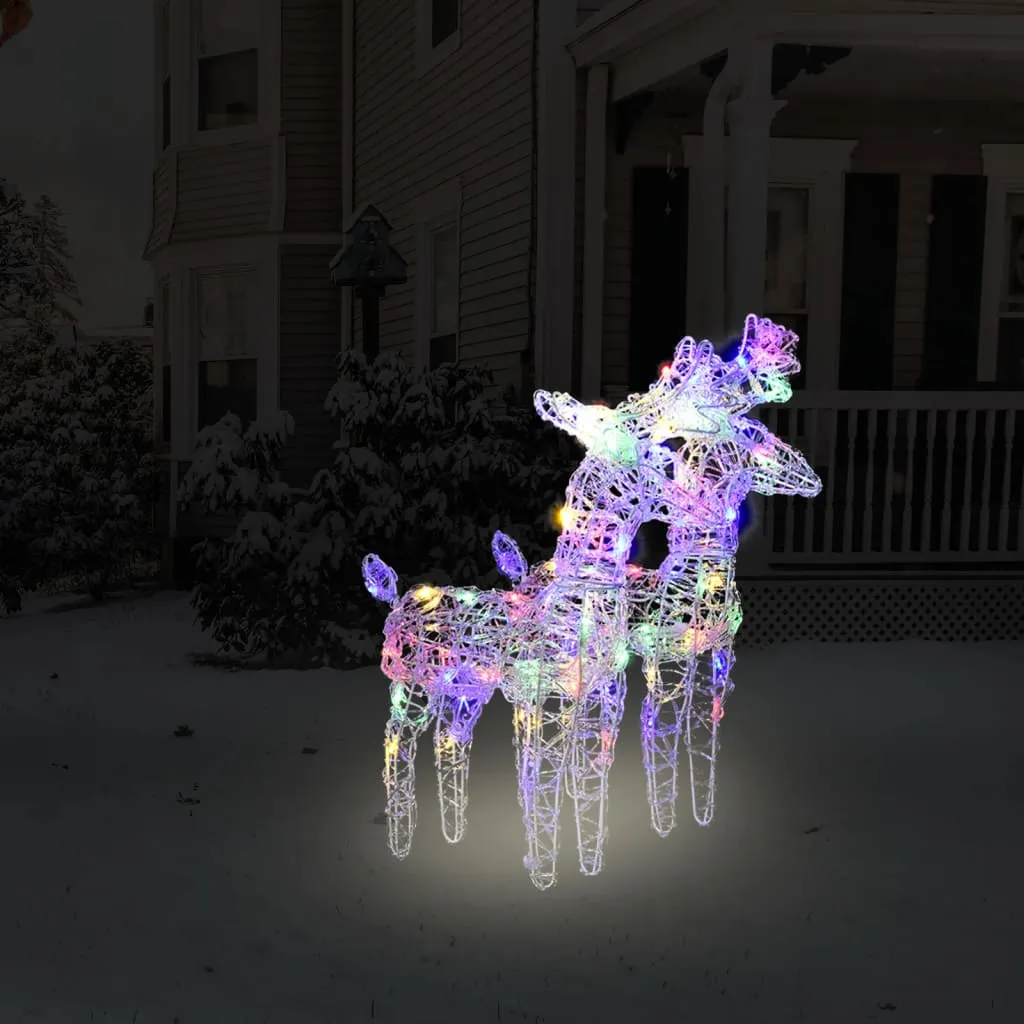 vidaXL Renne di Natale 2 pz Multicolore 80 LED in Acrilico