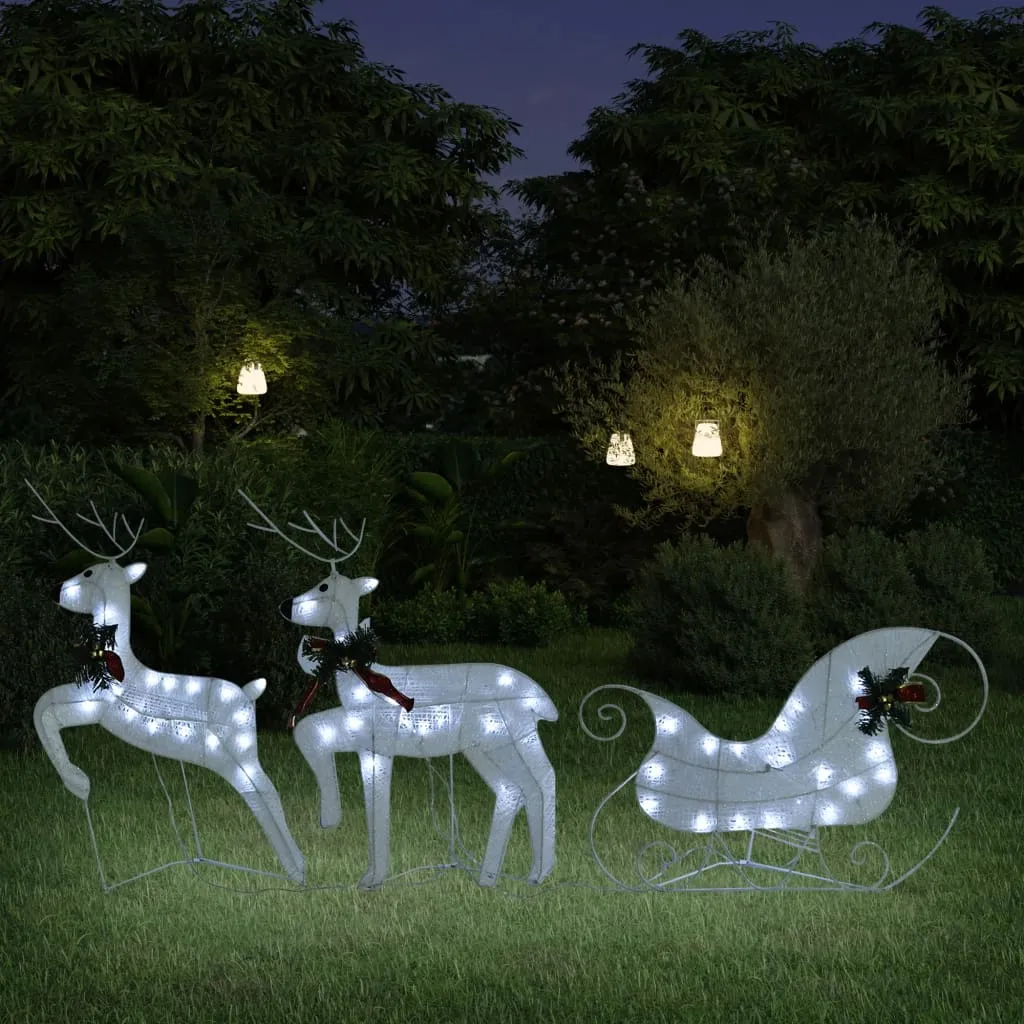 vidaXL Renne e Slitta di Natale Decorazione Esterni 60 LED Bianco