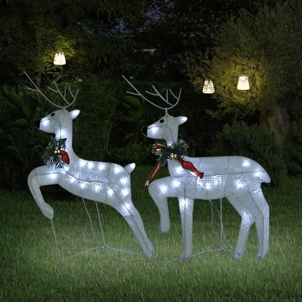 vidaXL Renne di Natale 2 pz Bianco 40 LED