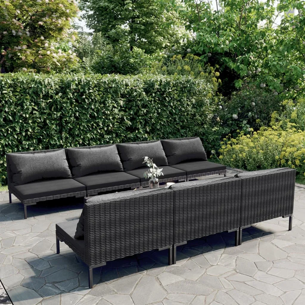 vidaXL Set Divani Giardino 8 pz con Cuscini in Polyrattan Grigio Scuro