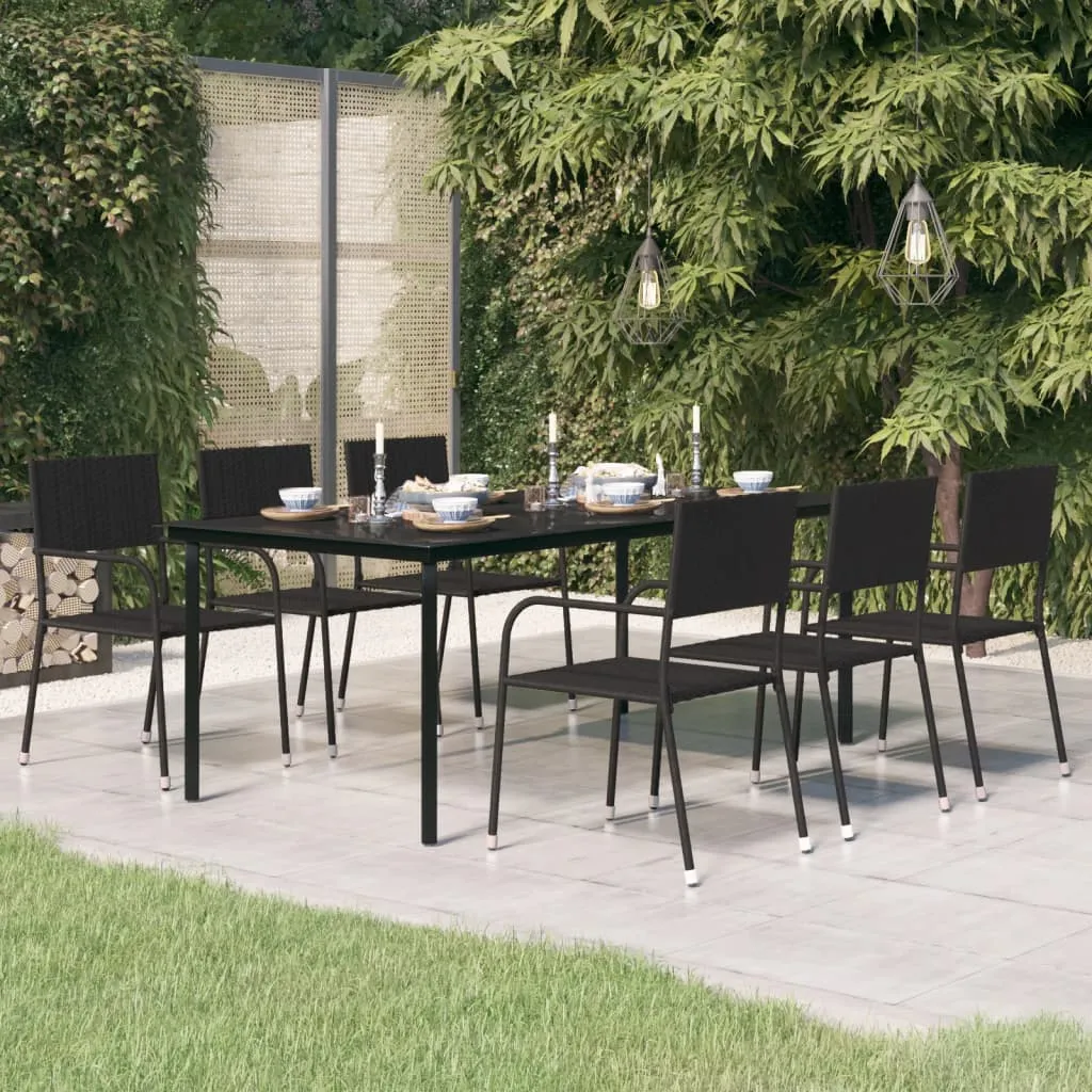 vidaXL Tavolo da Pranzo da Giardino Nero 200x100x74 cm Acciaio e Vetro