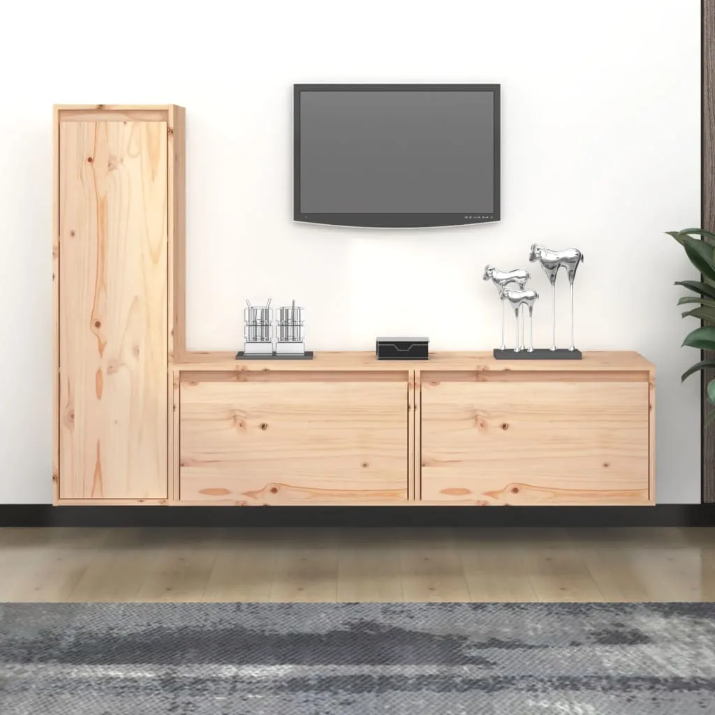 vidaXL Mobili Porta TV 3 pz in Legno Massello di Pino