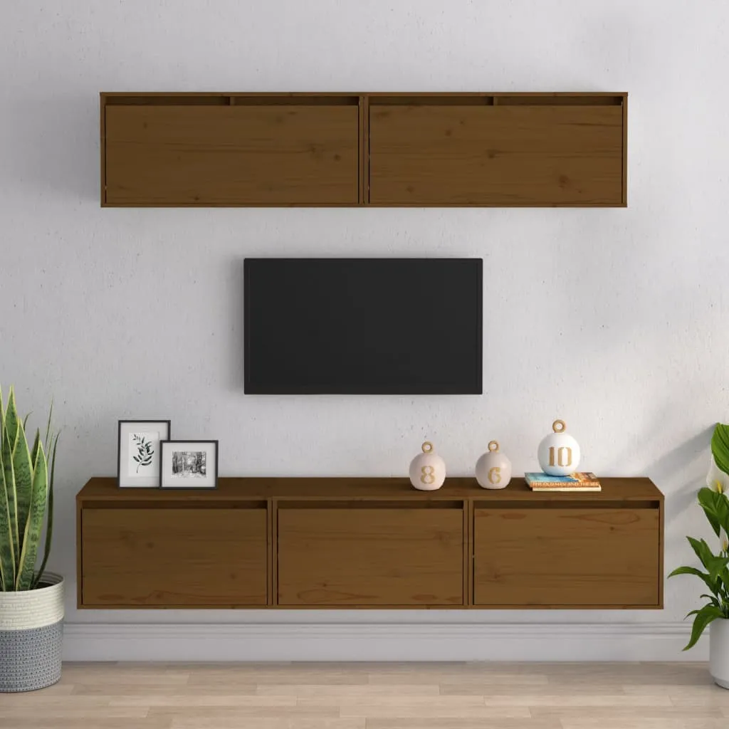 vidaXL Mobili Porta TV 5 pz Miele in Legno Massello di Pino