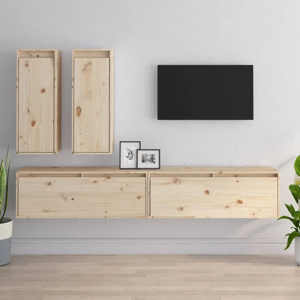 vidaXL Mobili Porta TV 4 pz in Legno Massello di Pino