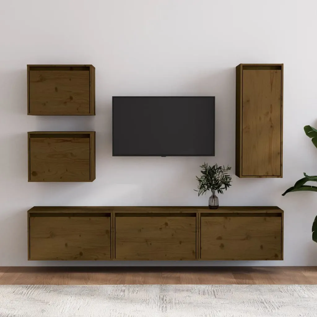 vidaXL Mobili Porta TV 6 pz Miele in Legno Massello di Pino