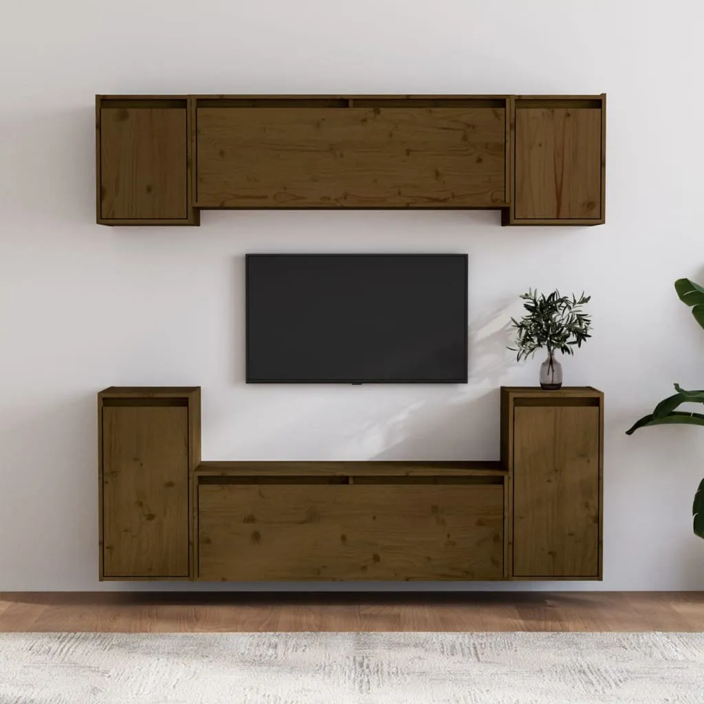 vidaXL Mobili Porta TV 6 pz Miele in Legno Massello di Pino