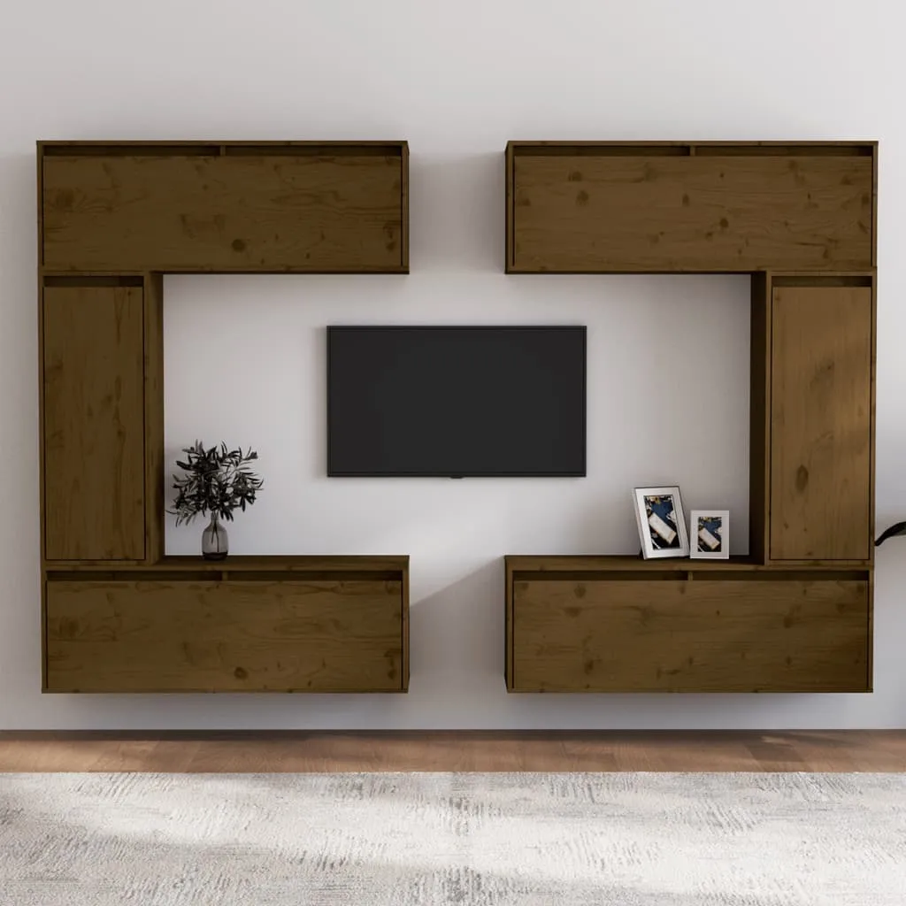 vidaXL Mobili Porta TV 6 pz Miele in Legno Massello di Pino