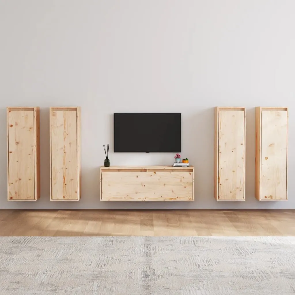 vidaXL Mobili Porta TV 5 pz in Legno Massello di Pino