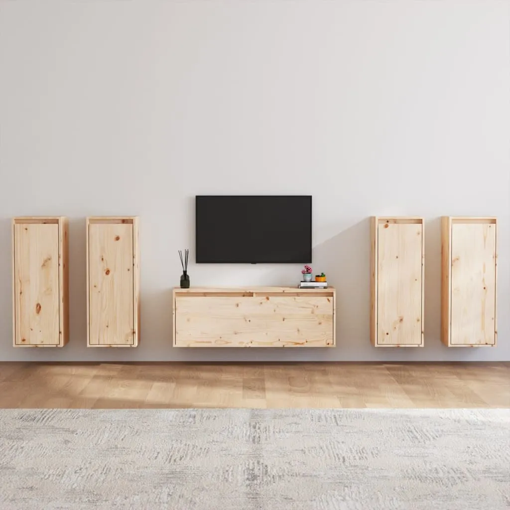 vidaXL Mobili Porta TV 5 pz in Legno Massello di Pino