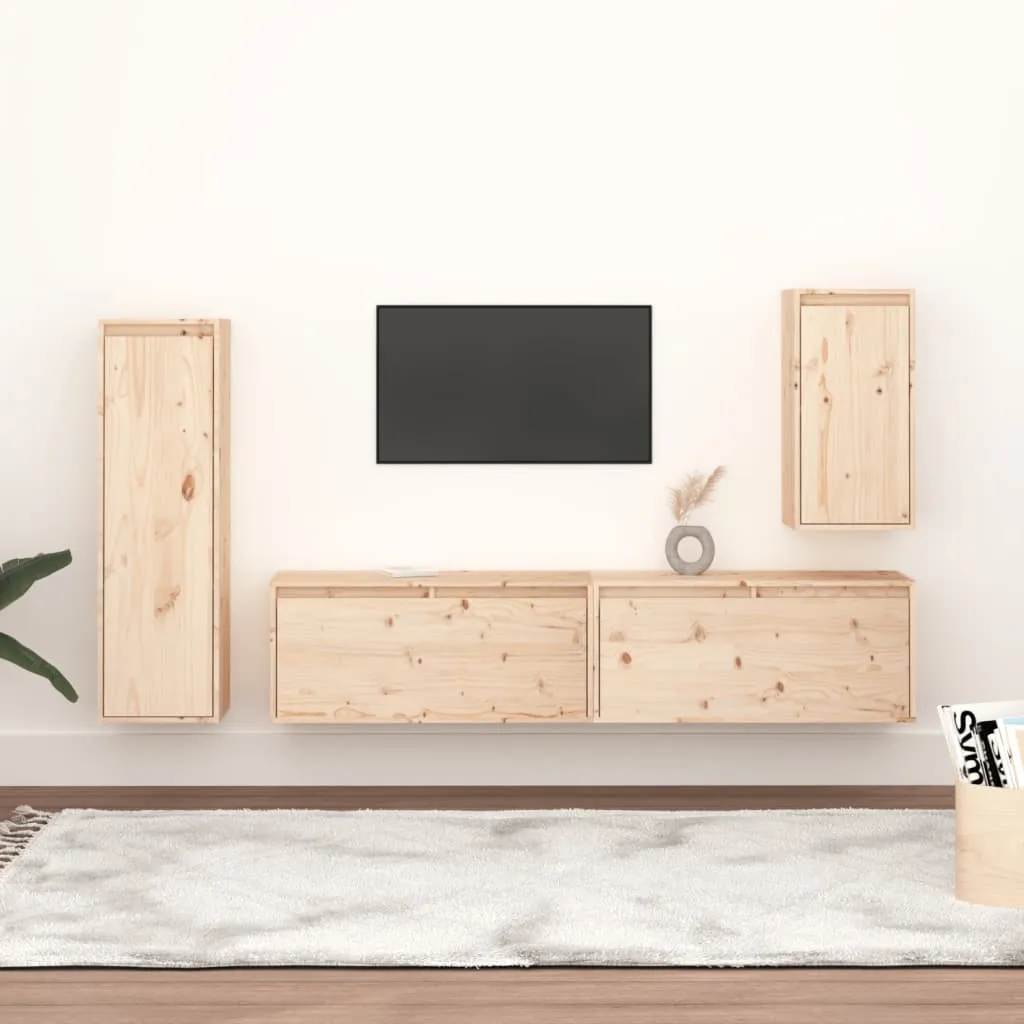 vidaXL Mobili Porta TV 4 pz in Legno Massello di Pino