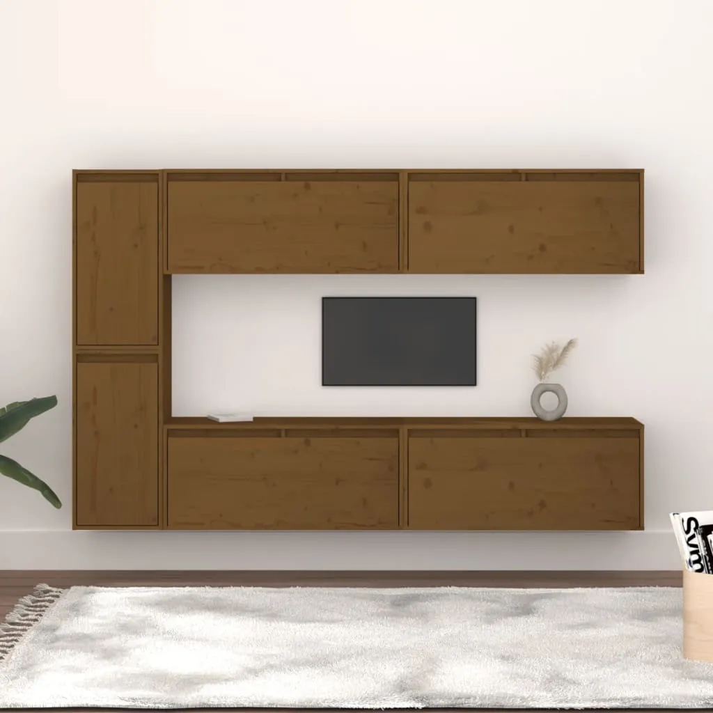 vidaXL Mobili Porta TV 6 pz Miele in Legno Massello di Pino