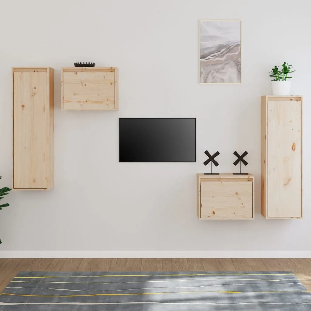 vidaXL Mobili Porta TV 4 pz in Legno Massello di Pino