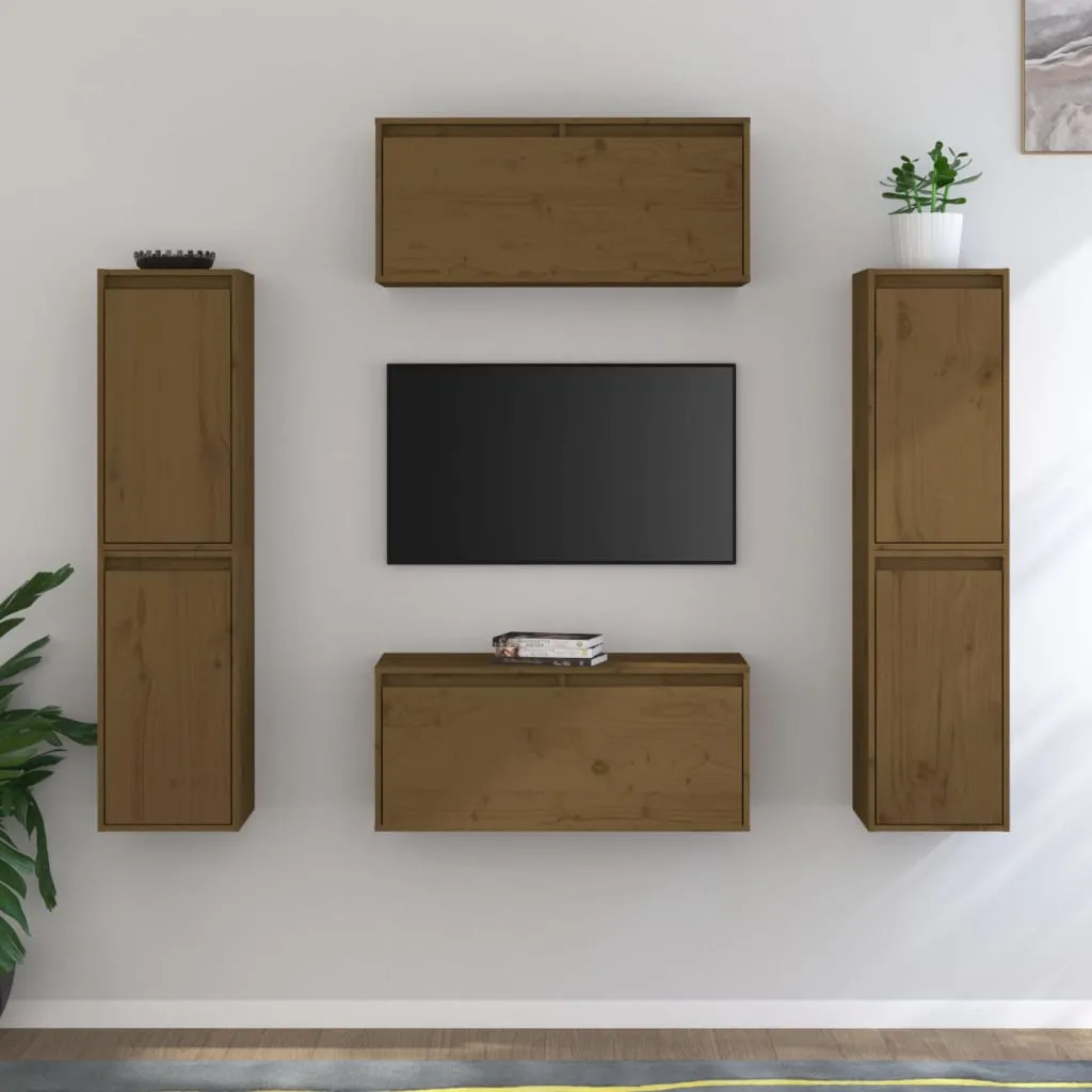 vidaXL Mobili Porta TV 6 pz Miele in Legno Massello di Pino