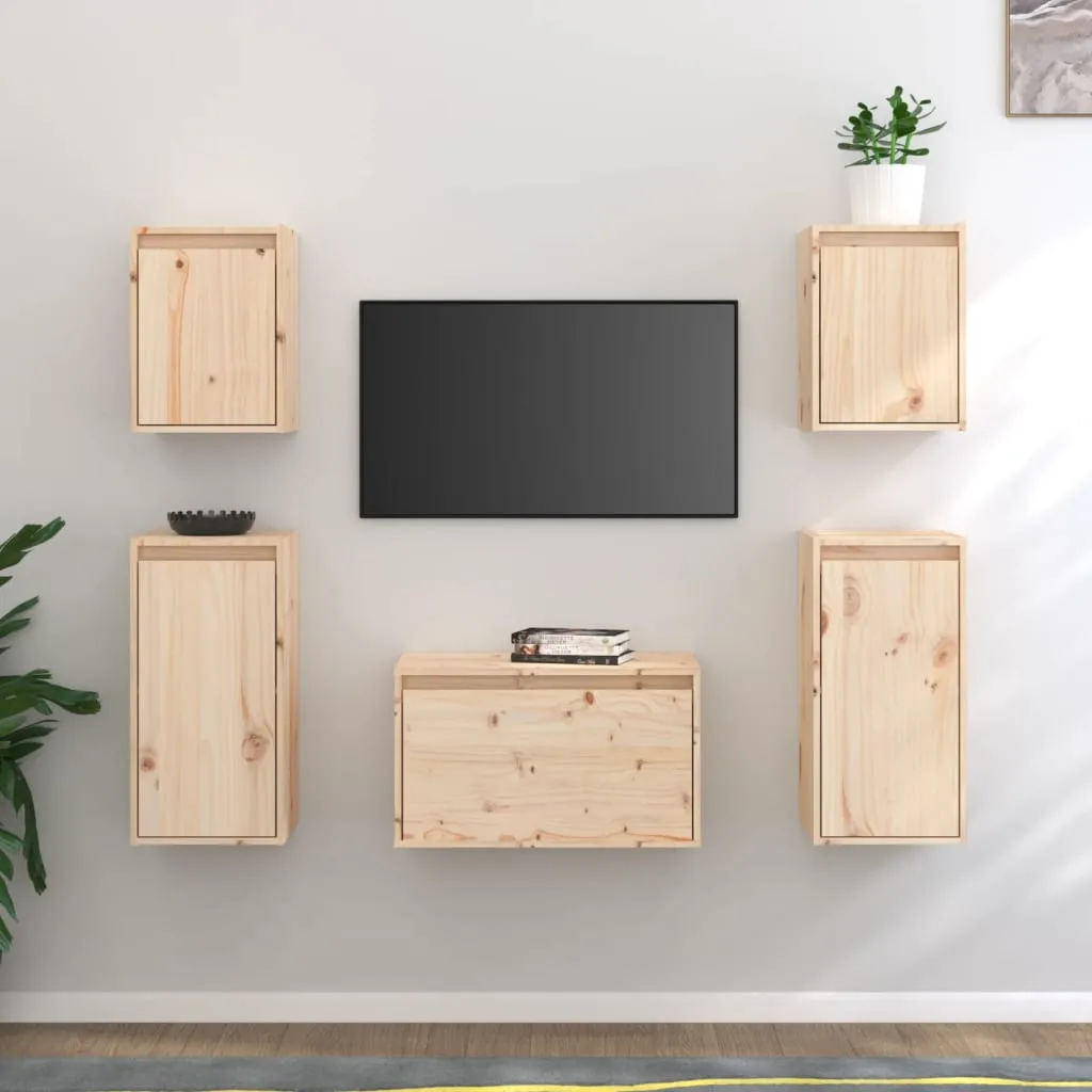 vidaXL Mobili Porta TV 5 pz in Legno Massello di Pino