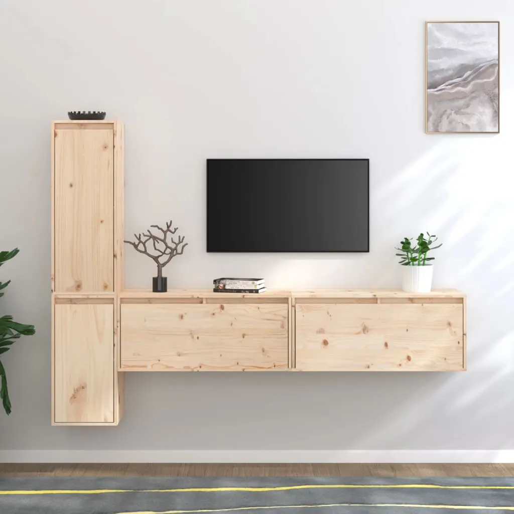 vidaXL Mobili Porta TV 4 pz in Legno Massello di Pino