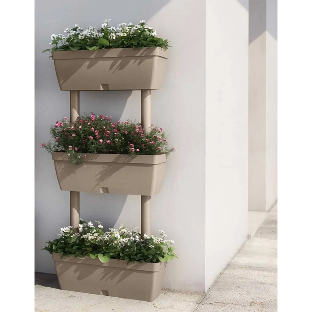 vidaXL Fioriere da Giardino 3 pz 100 cm Grigio Talpa