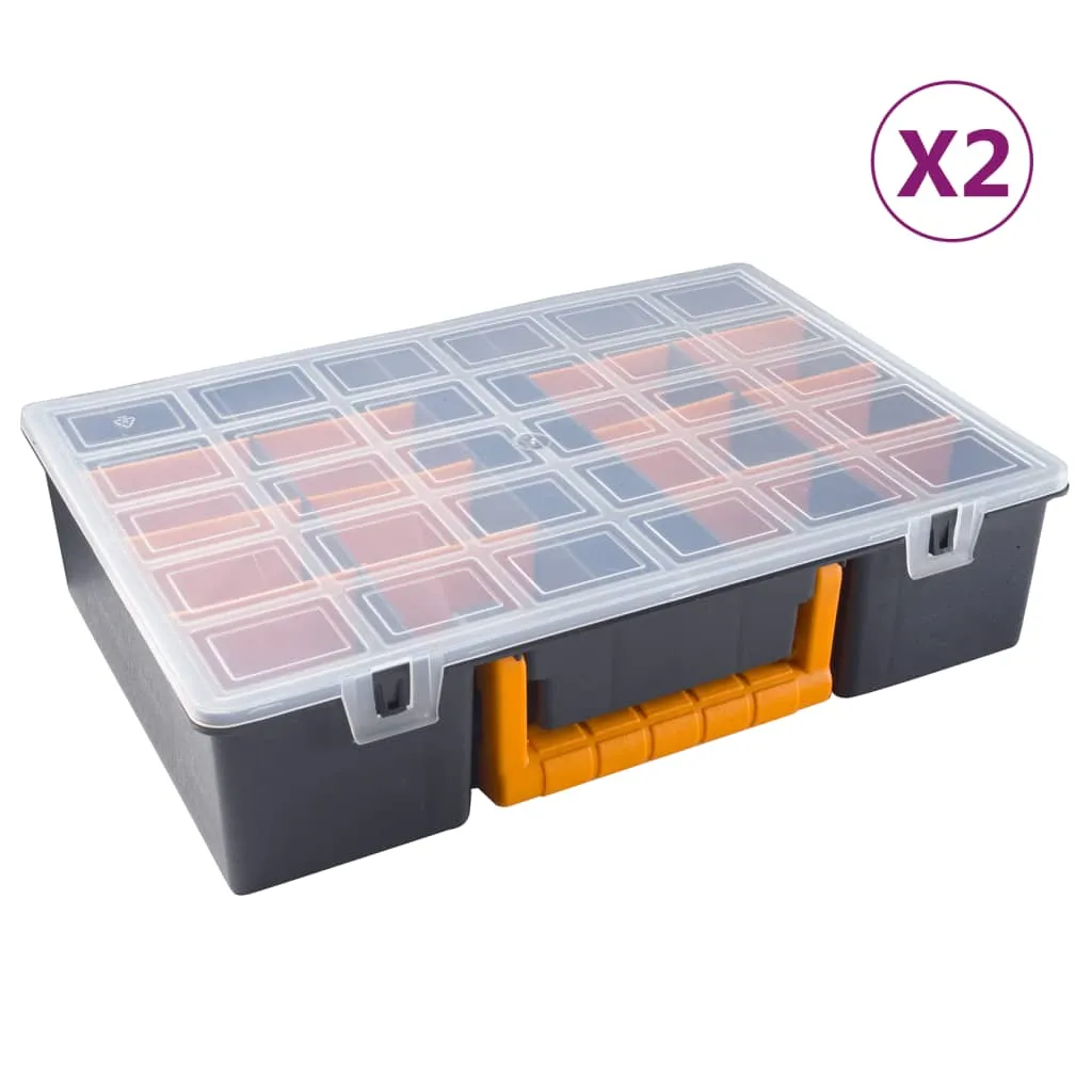 vidaXL Cassette a Scomparti 2 pz Divisori Rimovibili 360x250x85 mm PP