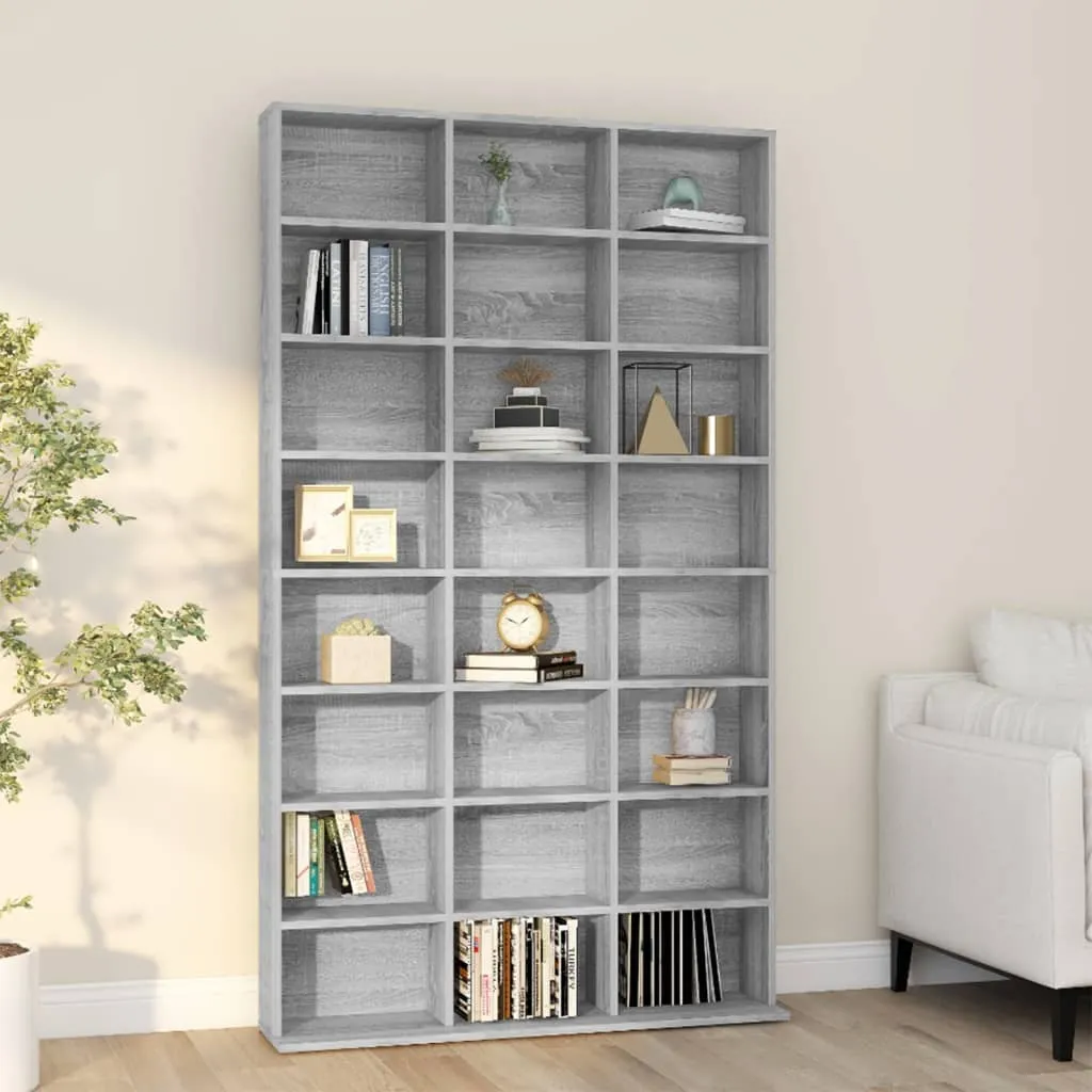 vidaXL Mobile Porta CD Grigio Sonoma 102x23x177,5 cm Legno Multistrato