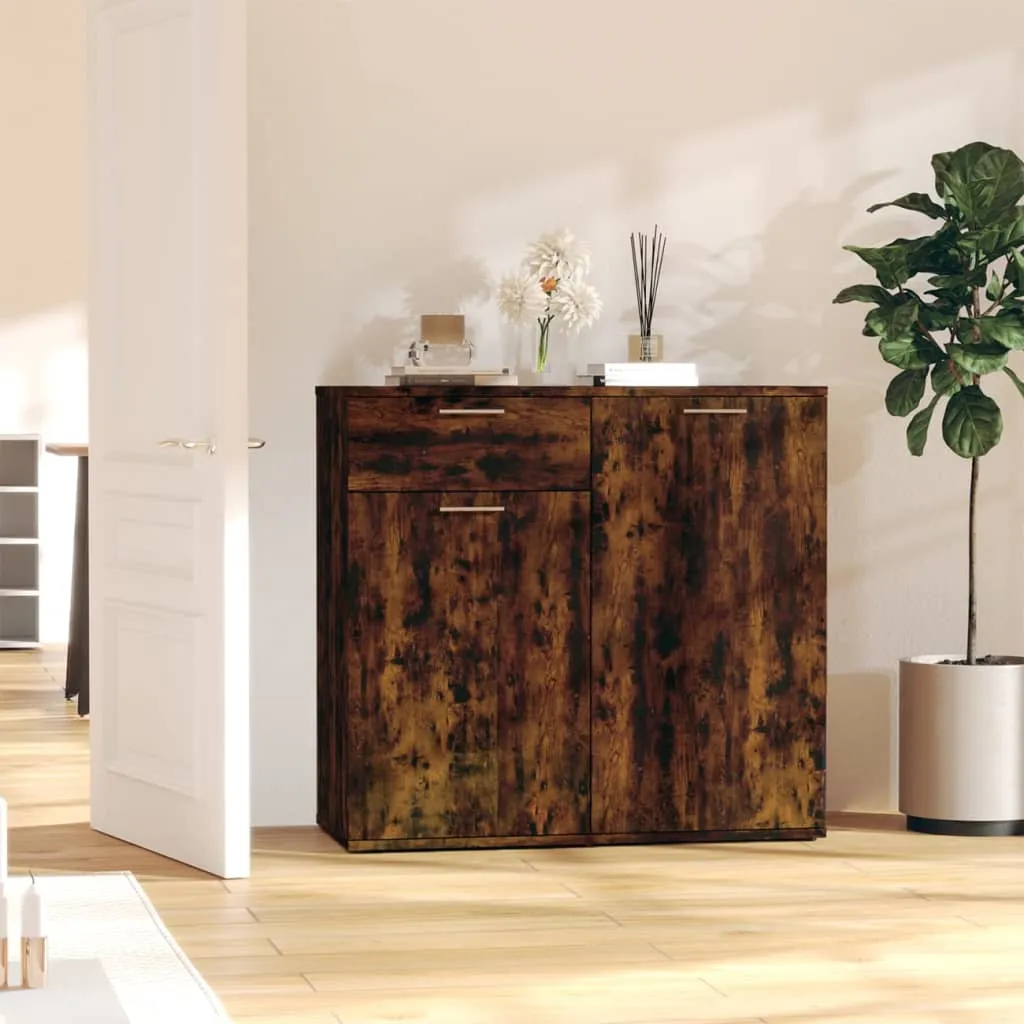 vidaXL Credenza Rovere Fumo 80x36x75 cm in Legno Multistrato