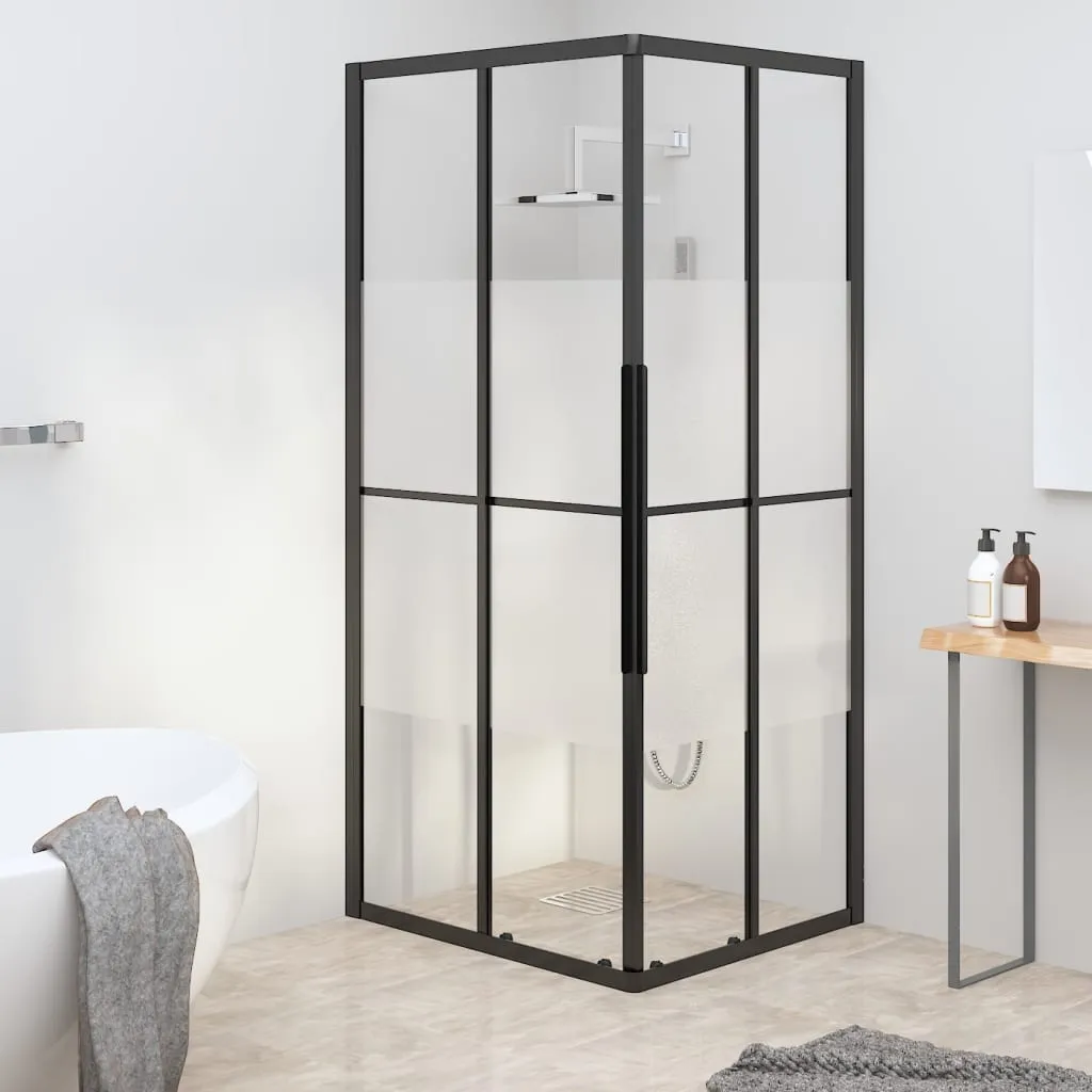 vidaXL Cabina Doccia ESG Semi Smerigliato 80x70x180 cm Nera