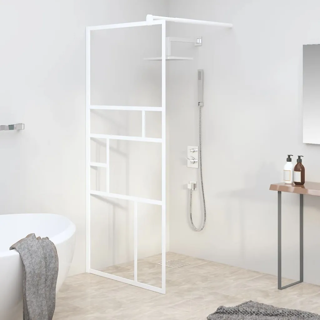 vidaXL Parete per Doccia Walk in 90x195 cm in Vetro ESG Bianco