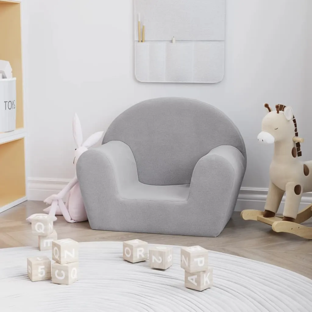 vidaXL Divano per Bambini Grigio Chiaro in Morbido Peluche