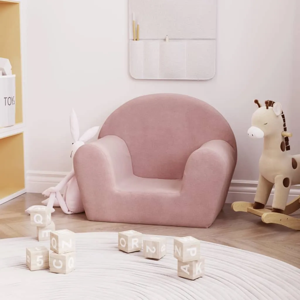 vidaXL Divano per Bambini Rosa in Morbido Peluche