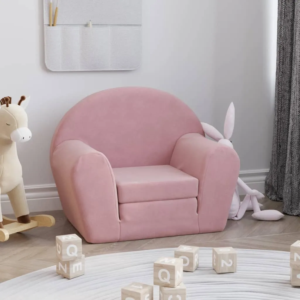 vidaXL Divano per Bambini Rosa in Morbido Peluche