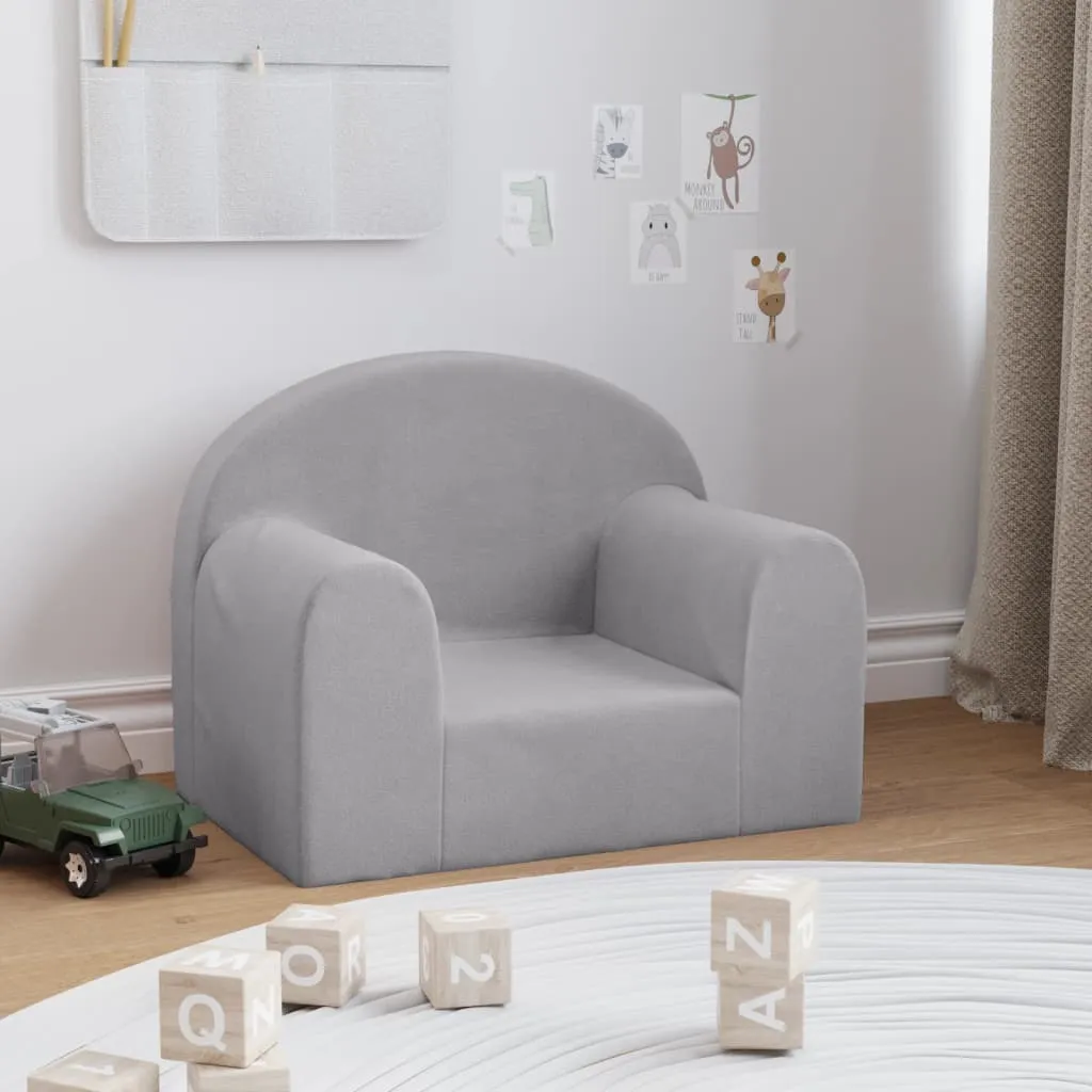 vidaXL Divano per Bambini Grigio Chiaro in Morbido Peluche