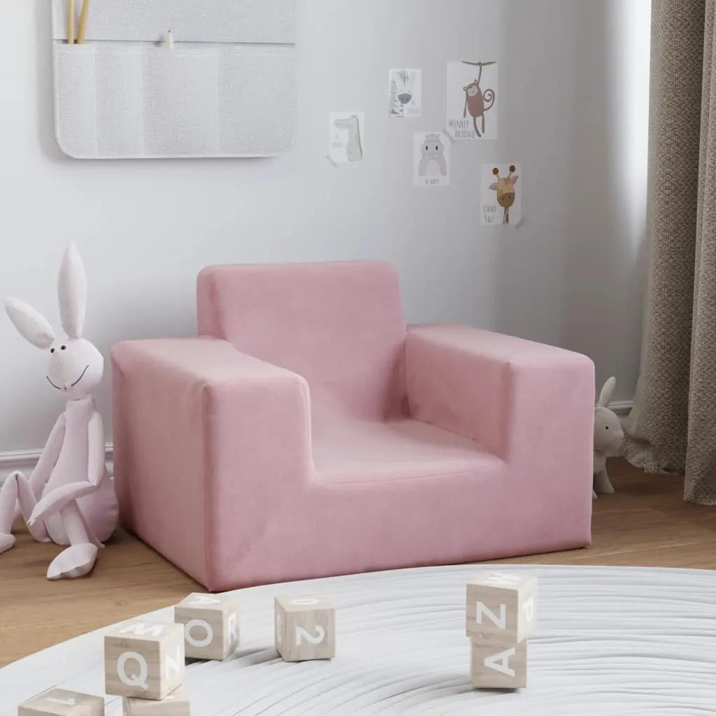 vidaXL Divano per Bambini Rosa in Morbido Peluche