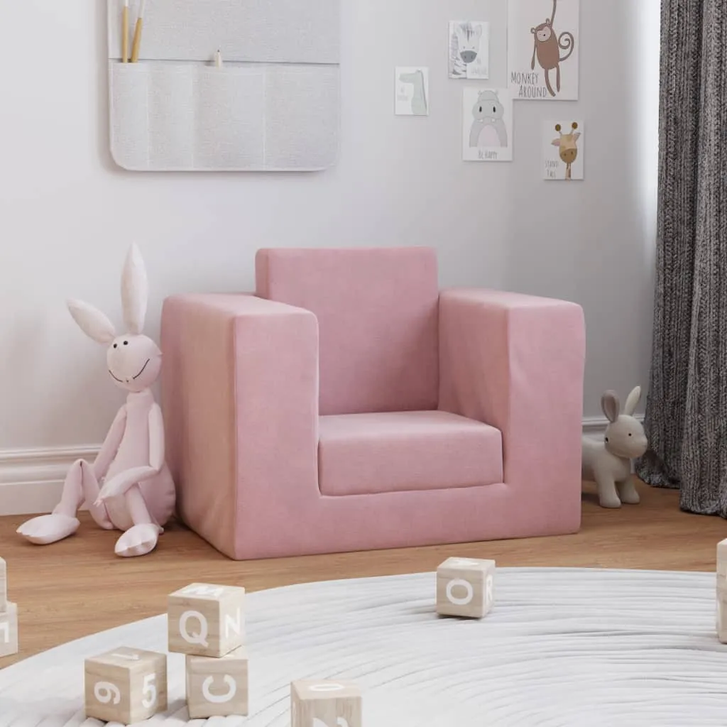 vidaXL Divano per Bambini Rosa in Morbido Peluche