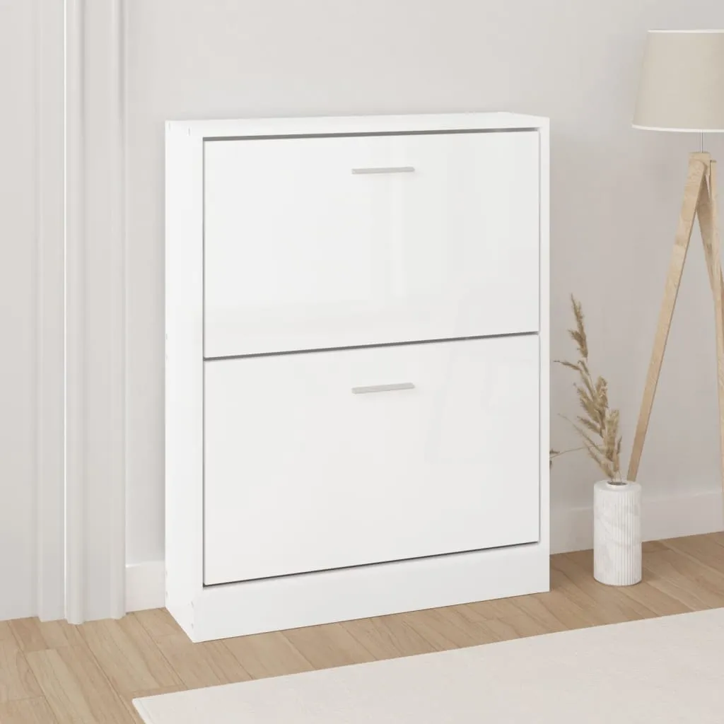 vidaXL Scarpiera Bianco Lucido 59x17x81 cm in Legno Multistrato