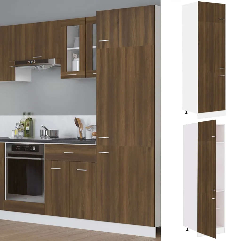 vidaXL Armadio per Frigo Rovere Marrone 60x57x207 cm Legno Multistrato