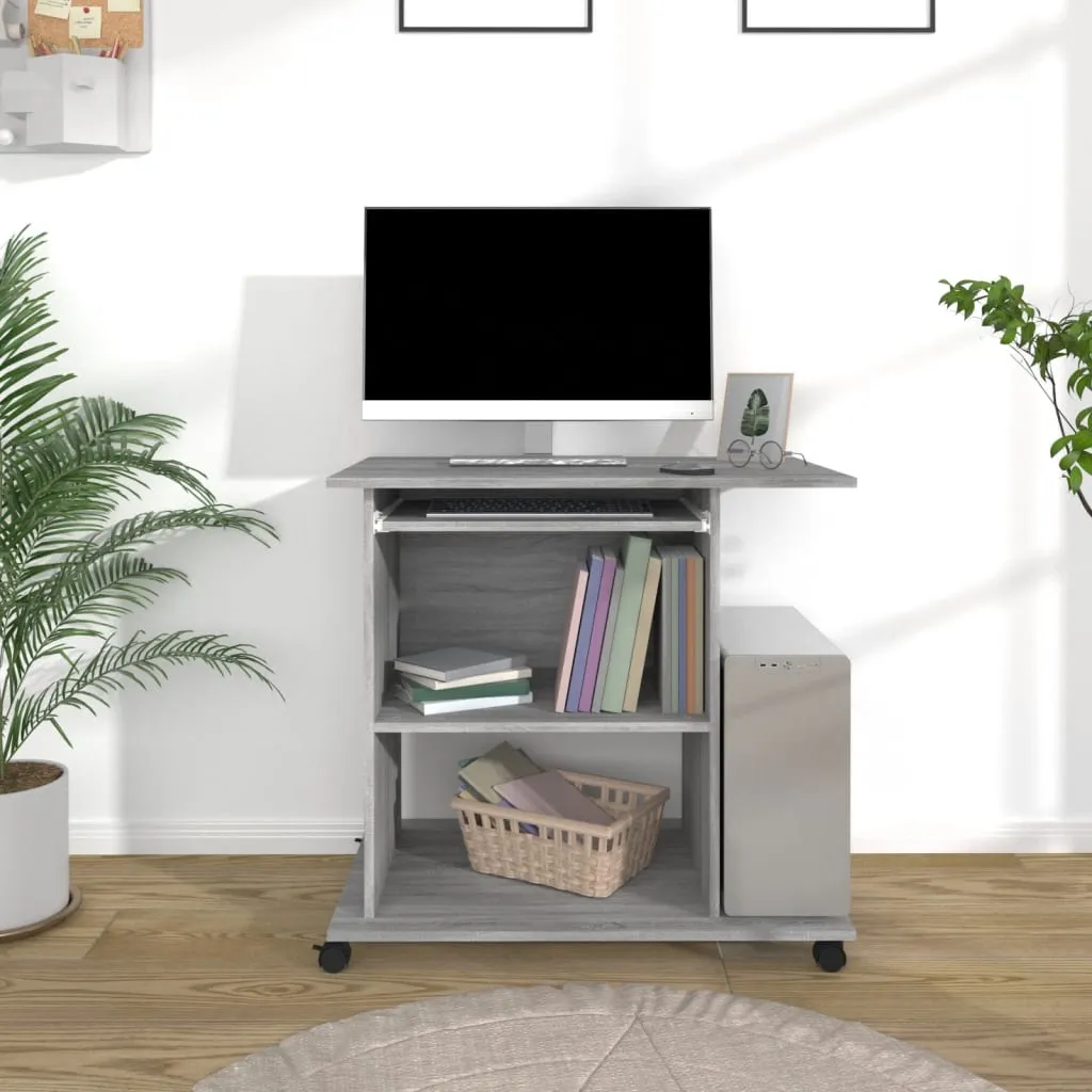 Scrivania Computer Grigio Sonoma 80x50x75 cm Legno Multistrato