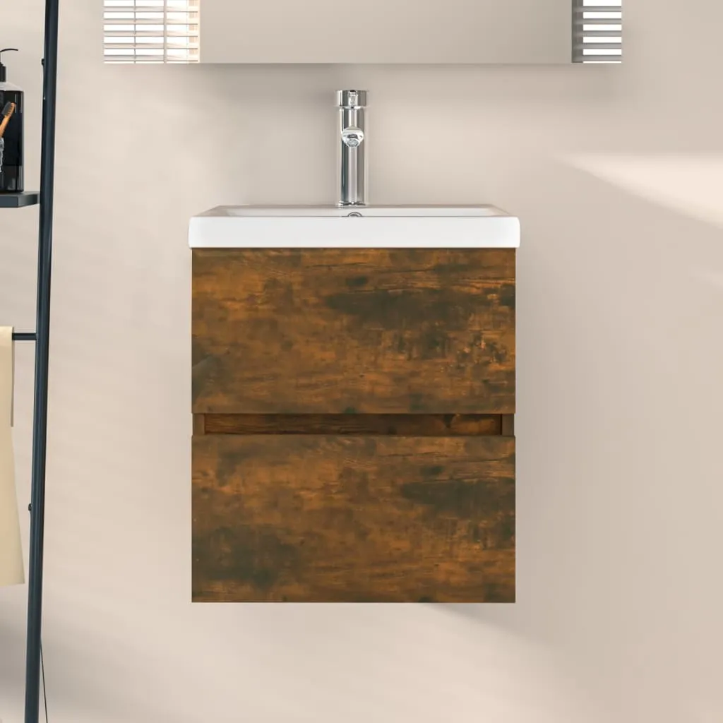 vidaXL Mobile Lavabo Rovere Fumo 41x38,5x45 cm in Legno Multistrato