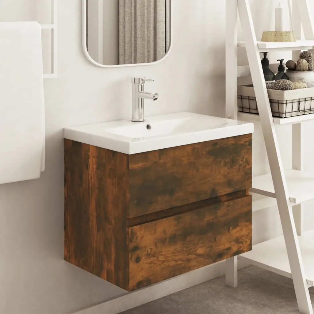 vidaXL Mobile Lavabo Rovere Fumo 60x38,5x45 cm in Legno Multistrato