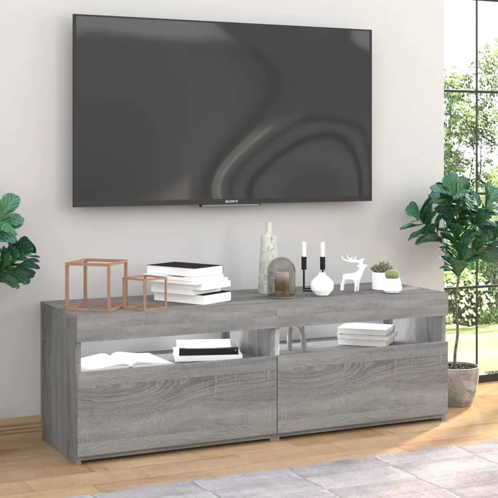 vidaXL Mobili TV con Luci LED 2 pz Grigio Sonoma 60x35x40 cm